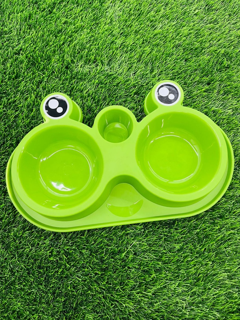Plato Doble De Comida Y Agua Para Mascotas Con Bowls Extraibles Con Forma De Rana Colores Variados