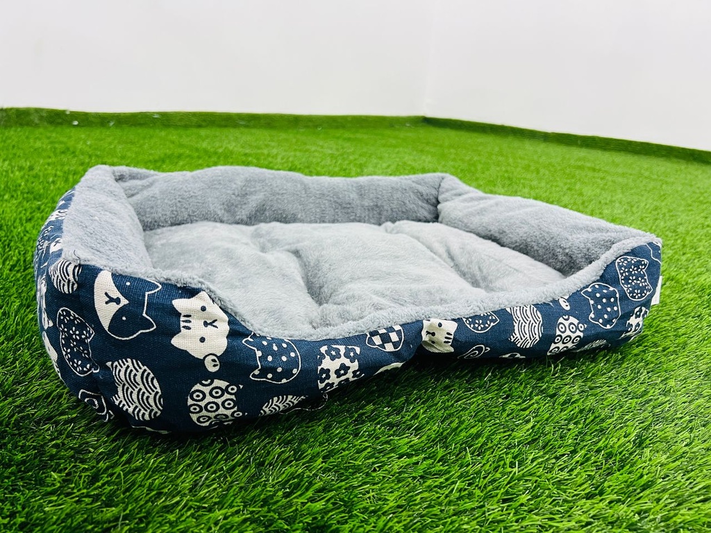 Cama Para Mascotas Color Azul Con Motivo De Gatitos 45cm X 60cm