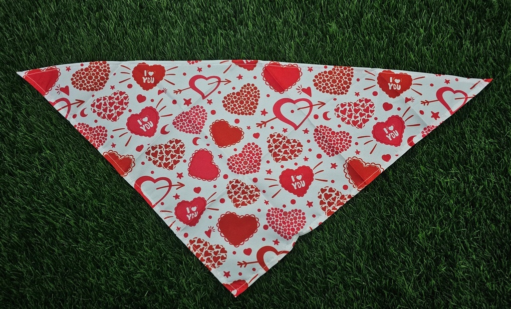 Bandana San Valentin Fondo Blanco Corazon