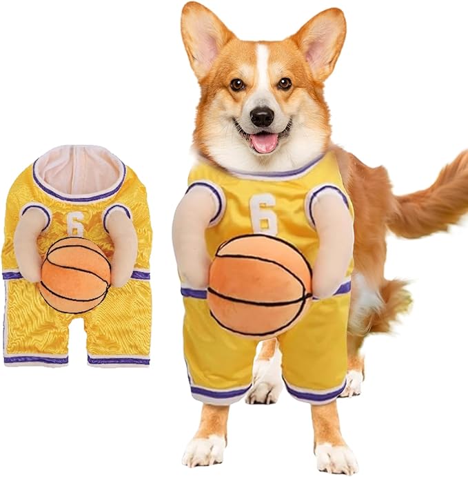 Disfraz De Basquetbolista Amarillo Para Mascotas Talla M
