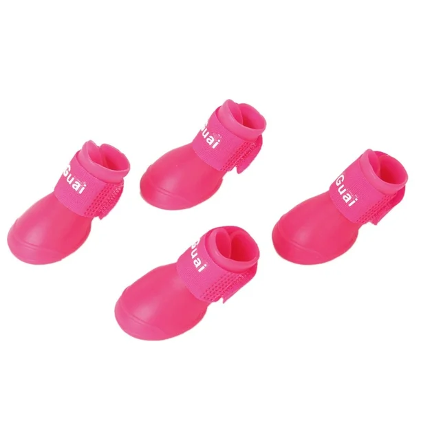 Juego De Botas De Lluvia Impermeable Y Antideslizante Color Rosado 4 Piezas