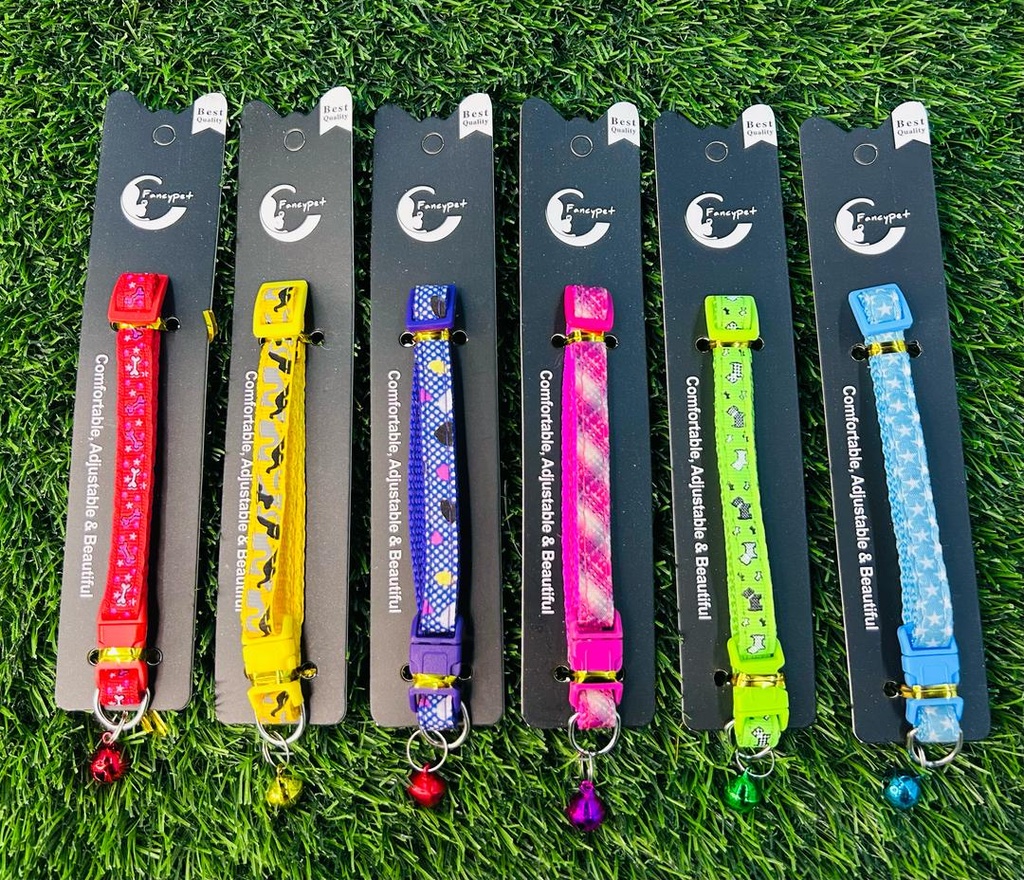 Collar Para Mascotas Ajustable Con Campana De Diseños Variados