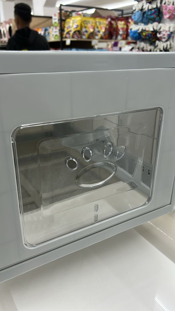 Arenero Cerrado Grande Con Diseño De Huella Para Gatos Color Gris