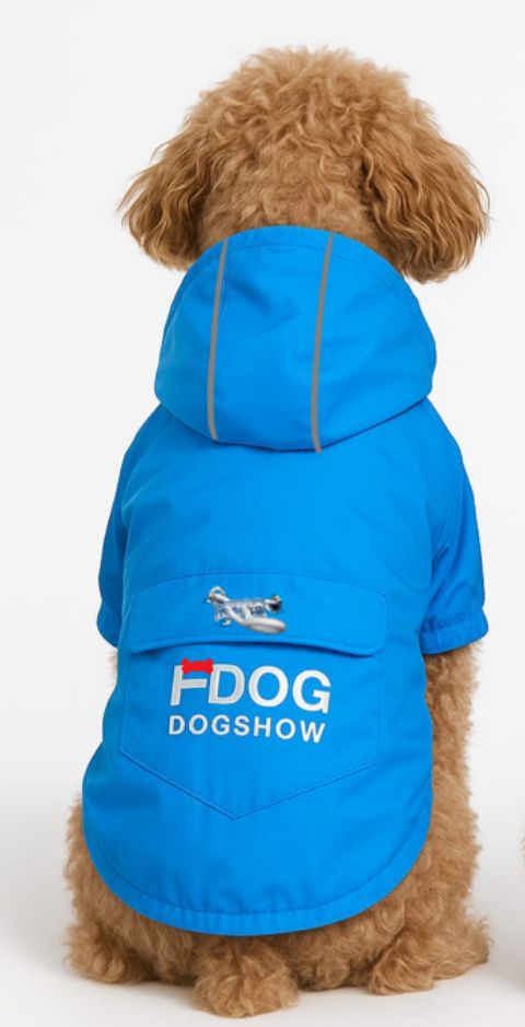 Chaqueta De Cierre Magico Con Capucha Color Azul Talla L