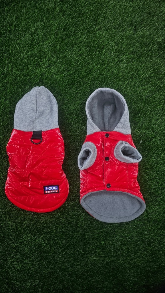 Chaqueta Abotonada Con Capucha Color Rojo Fdog Dog Show Talla L