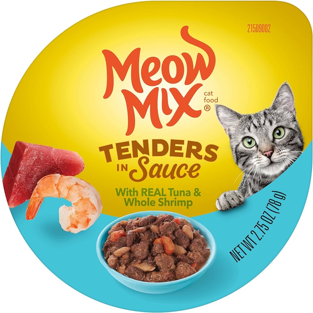 Meow Mix Tender Favorites Tuna & Shrimp In Sauce 2.75 Oz / 78g (Azul)