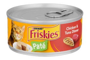 Comida Enlatada Para Gatos Friskie Chicken & Tuna Pate 156g (Lata Naranja/Verde)