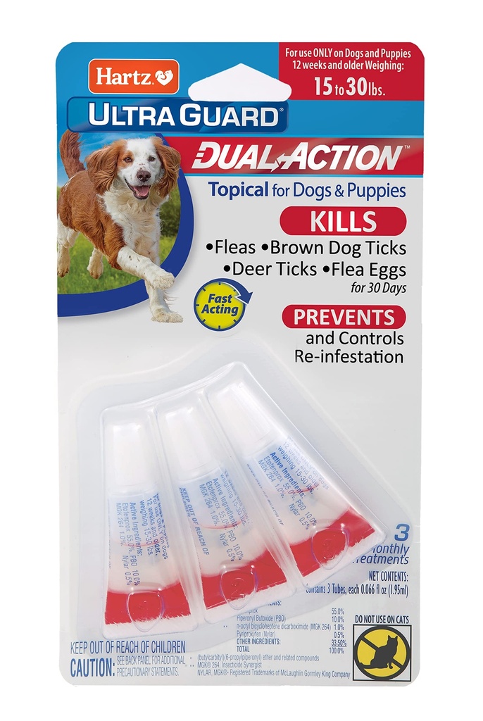 Hartz Ultra Guard Dual Action Antipulgas Topica Perros Grandes 3 Tratamientos