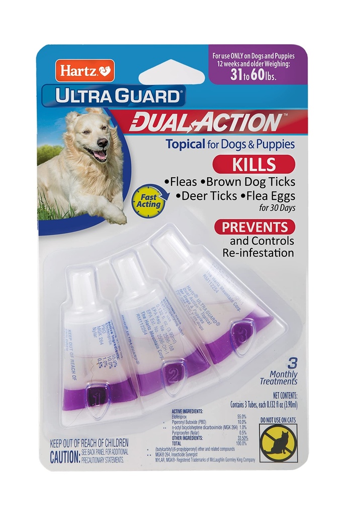 Hartz Ultra Guard Dual Action Antipulgas Topica Para Perros Medianos 3 Tratamientos