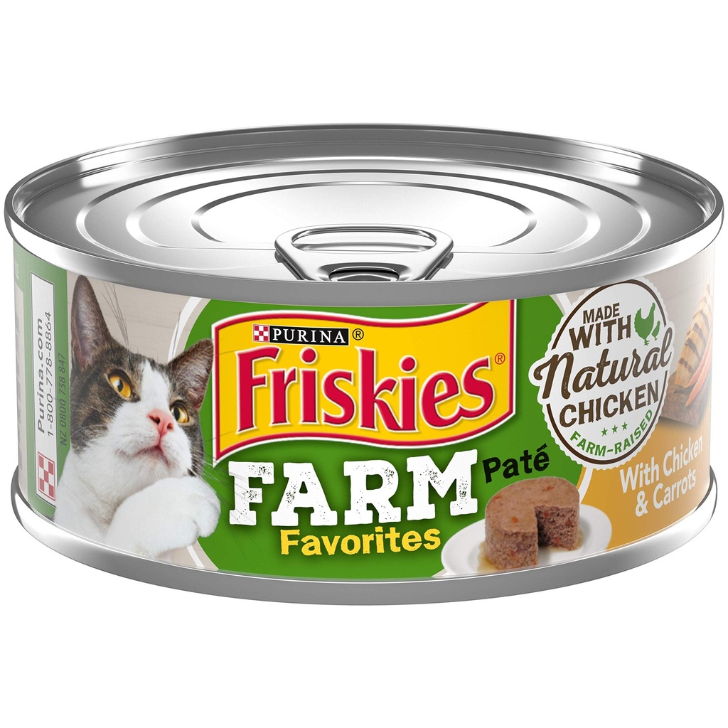 Comida Enlatada Para Gatos Friskie With Chicken & Carrots Pate 156g (Lata Blanca/Verde)
