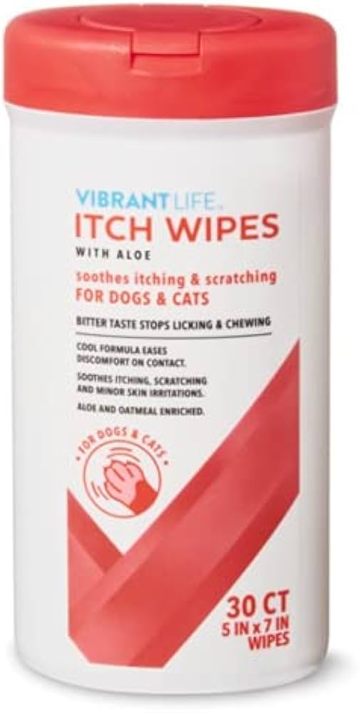 Vibrant Life Toallitas Para El Alivio De Picazon Para Perros Y Gatos, 30 Unds