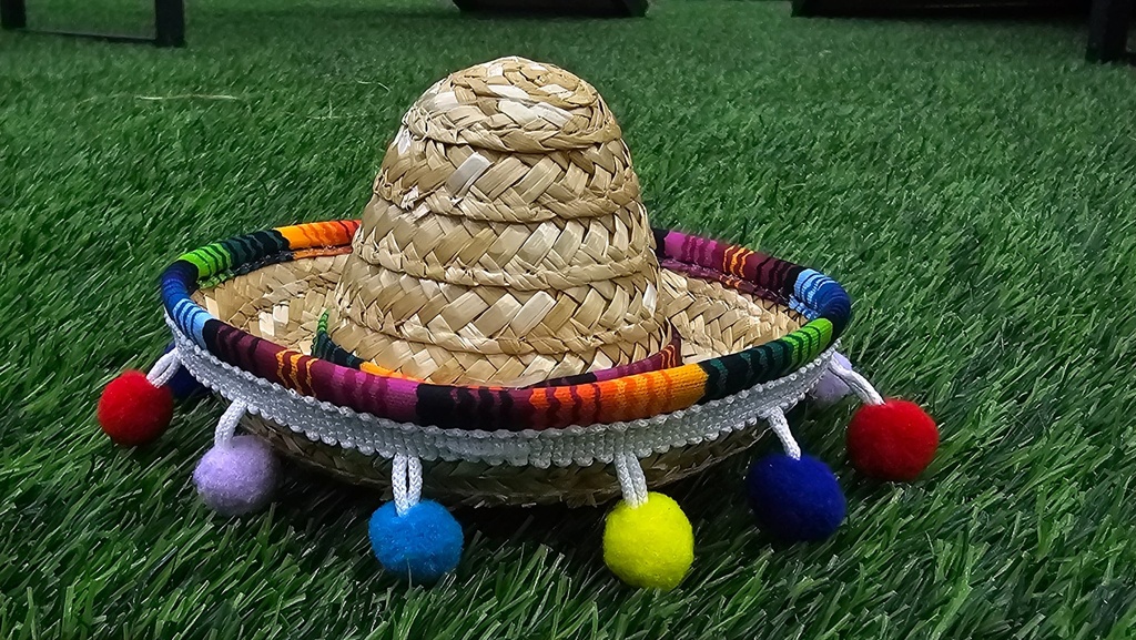 Sombrero De Paja Estilo Mexicano Para Mascotas Ajustable En La Barbilla