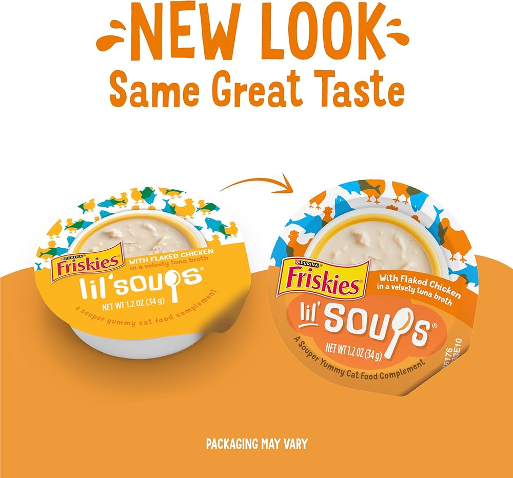 Purina Friskies Lil Soups Golosinas Para Gatos Tazas De 1.2 Oz Paquete De 8 Sabor A Pollo