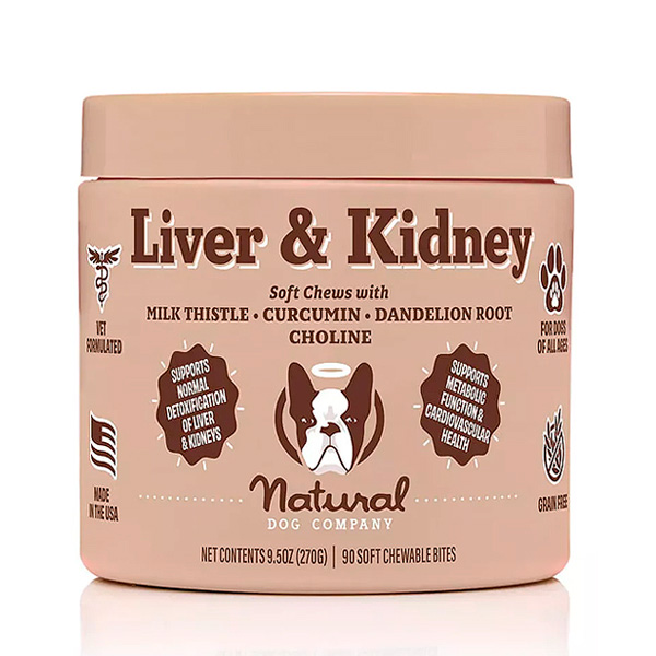 Natural Dog Company Suplemento Para Higado Y Riños Para Perros 90 Pastillas Masticables