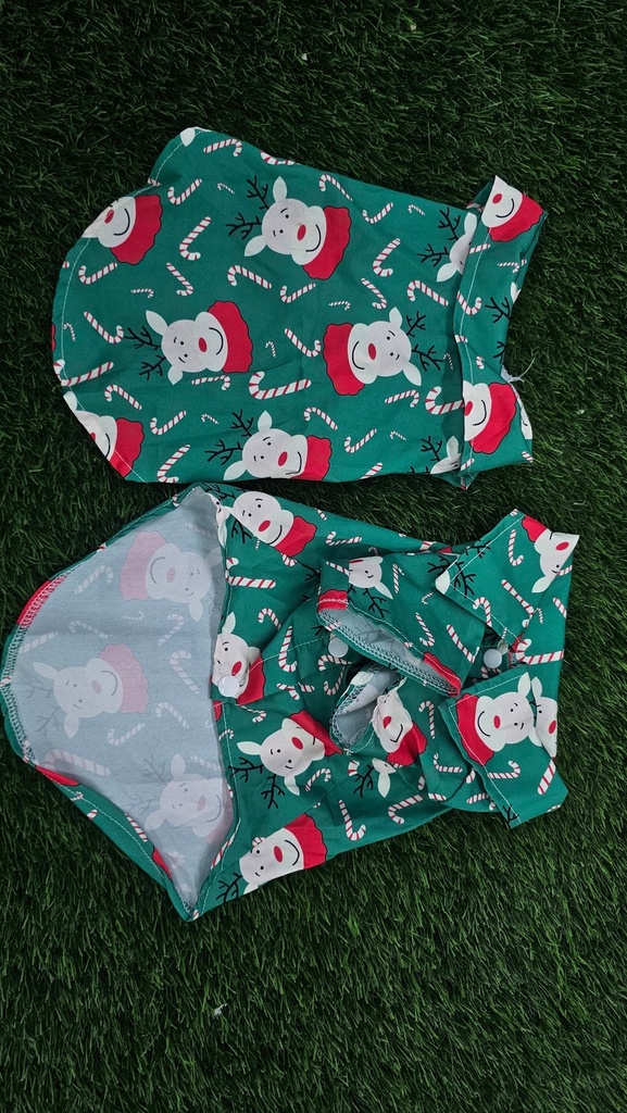 Camisa De Mascota De Navidad Color Verde De Cuadros Con Lazo Tallas Varias