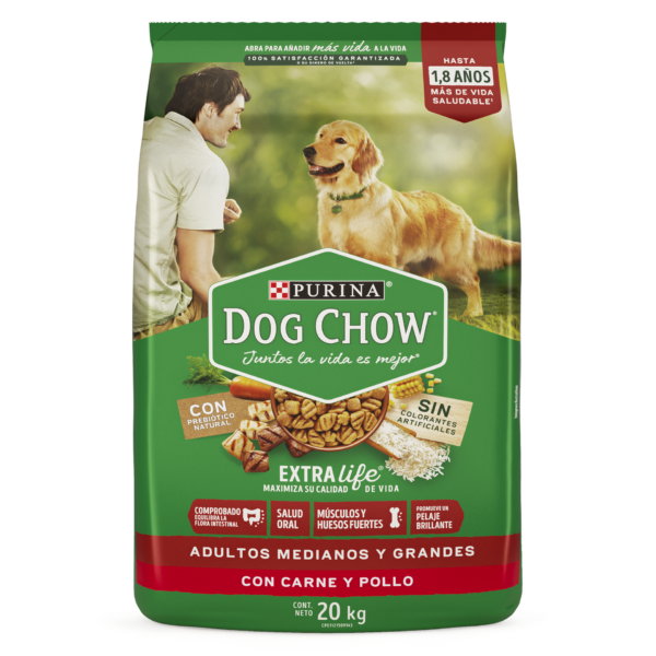 Perrarina Purina Dog Chow Adult Con Sabor A Carne Y Pollo 20 Kg  44LB