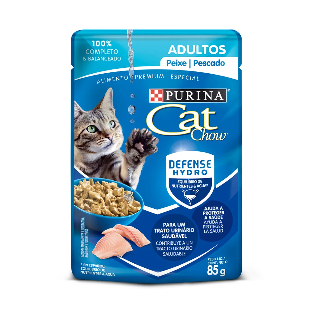 Purina Cat Chow Sobre De Alimento Para Gatos Hydro Defense mas Sabor A Pescado 85g