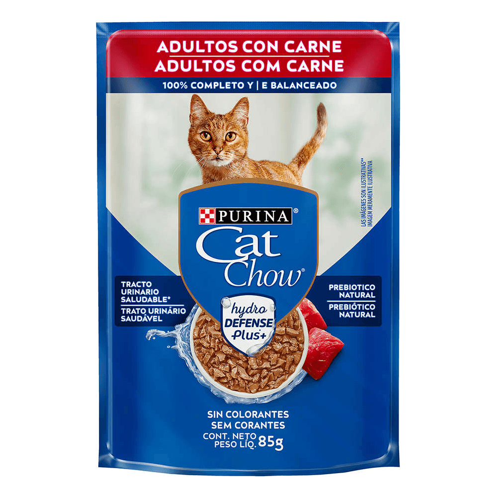 Purina Cat Chow Sobre De Alimento Para Gatos Hydro Defense mas Sabor A Carne 85g