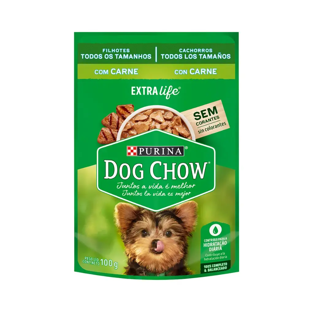 Purina Dog Chow Sobre De Alimento Para Perros Cachorros Sabor A Carne 100g