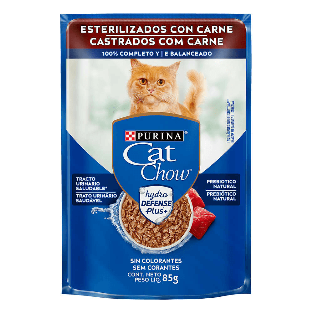 Purina Cat Chow Sobre De Alimento Para Gatos Esterilizados Sabor A Carne 85g