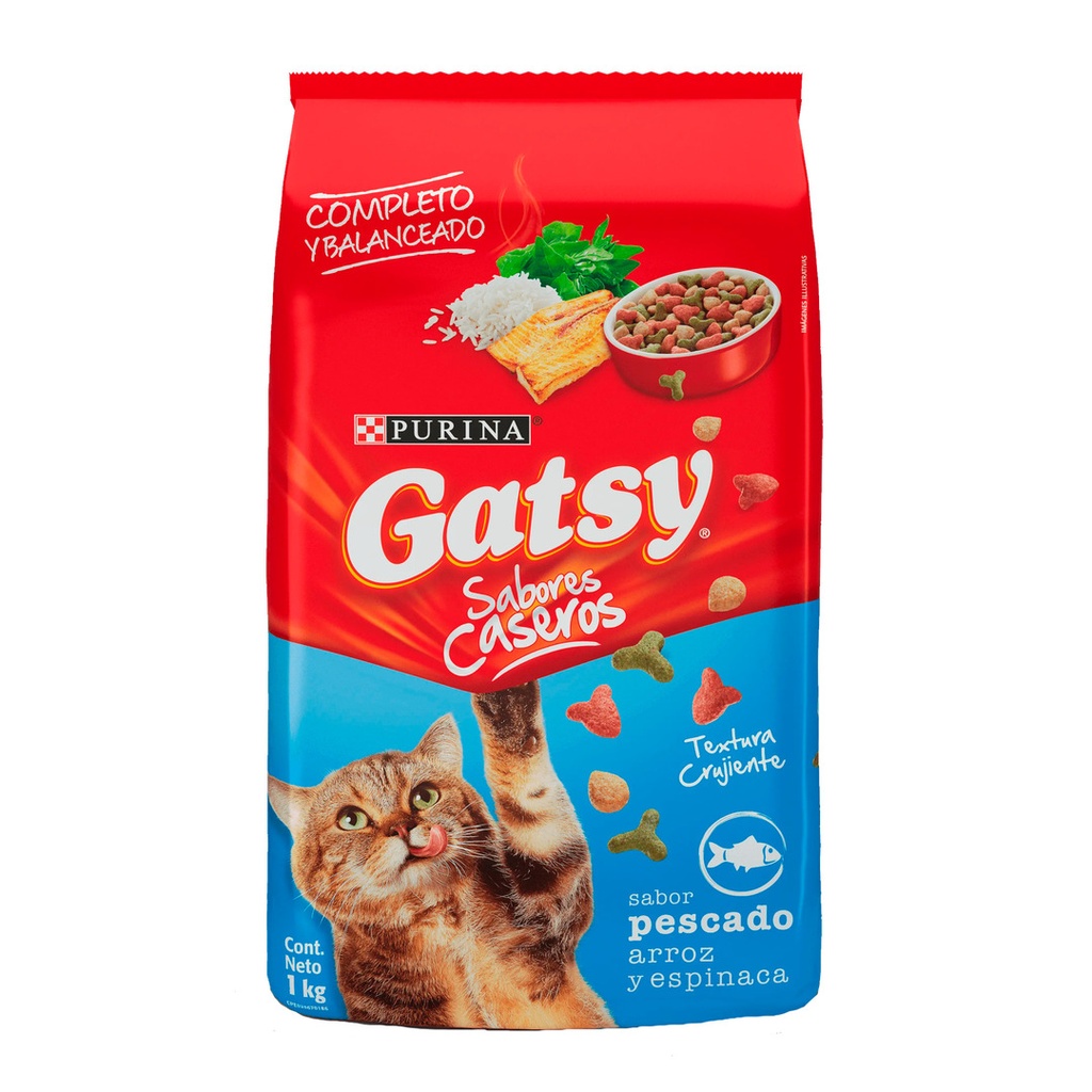 Gatarina Gatsy Para Gatos Sabor A Pescado Con Arroz Y Espinaca 1kg