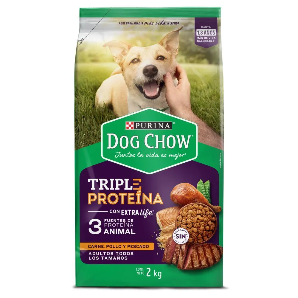 Perrarina Dog Chow Triple Proteina Alimento Para Perros Adultos Todas Las Razas 2kg