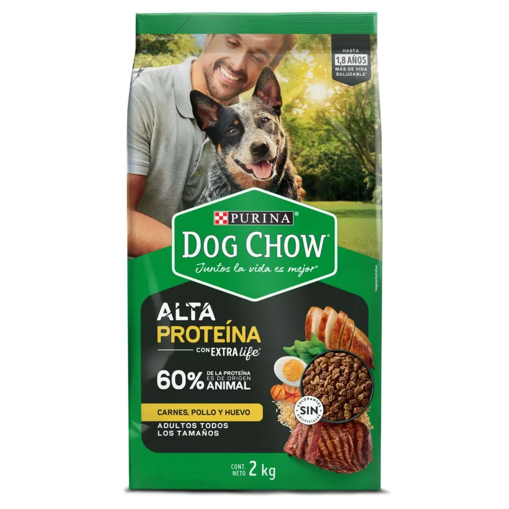 Perrarina Dog Chow Para Perros Adultos Todas Las Razas Alta En Proteinas Sabor A Carne, Pollo Y Huevo 2kg