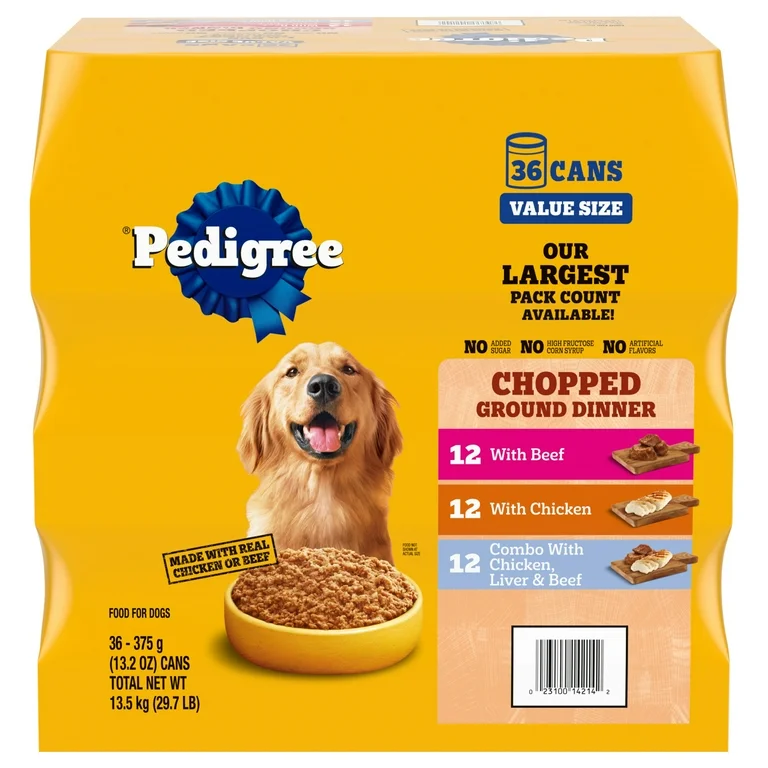 Pedigree Chopped Grund Dinner Paquete Variados 36 Unidades 13.2 Oz