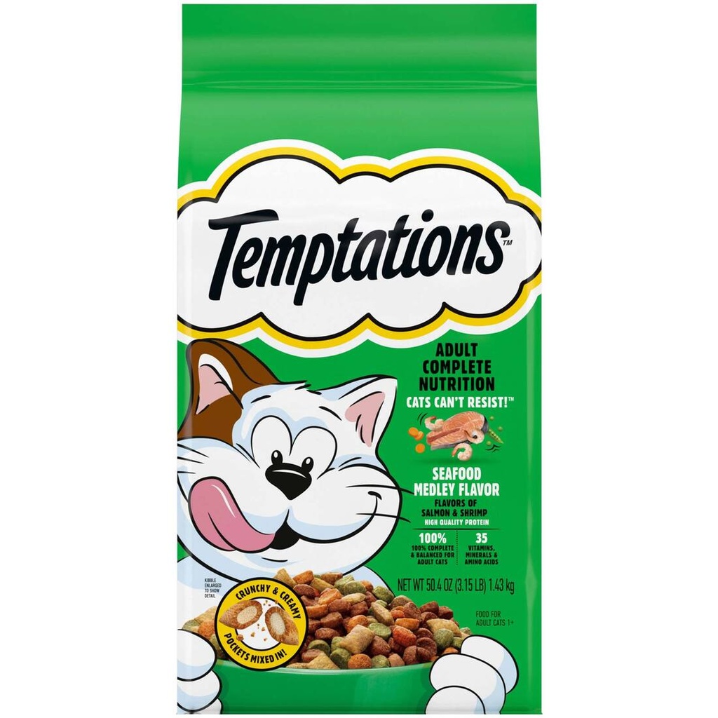 Temptations Alimento Seco Para Gatos Seafood Medley Flavor 3.15lbs - 1.43kg