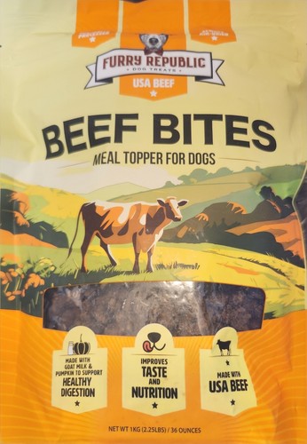 Furry Republic Beef Bites Meal Topper For Dogs 1kg