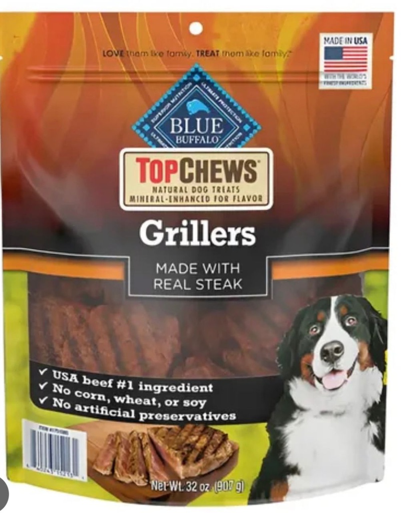 Blue Buffalo Top Chews Grillers Snacks Para Perros 32 Oz