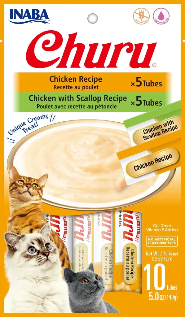 Inaba Churu Chicken Cat Treats Variety Bag .5 Oz 10 Tubes