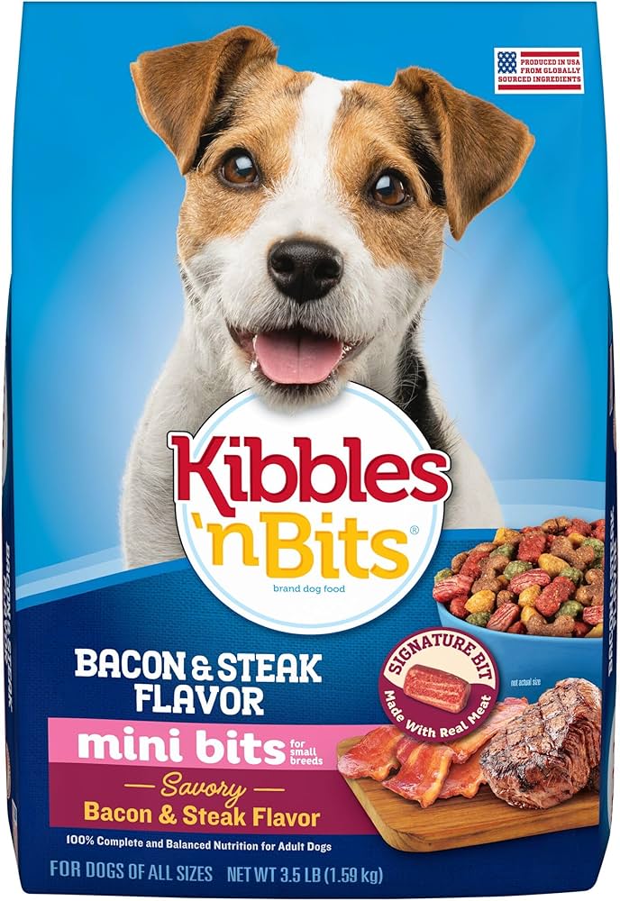 KIBBLES N BITS MINI BITS COMIDA SECA PARA PERROS CON SABOR A TOCINO Y FILETE DE RAZA PEQ MINI BITS, 3.5 LB. 