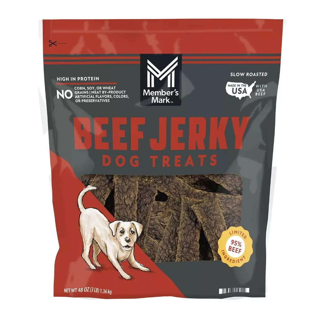 MEMBERS MARK GOLOSINAS DE CARNE BEEF JERKY DOG TREATS 48OZ
