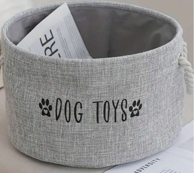 Cesta De Almacenamiento De Lona Para Juguetes De Mascotas Gris Claro