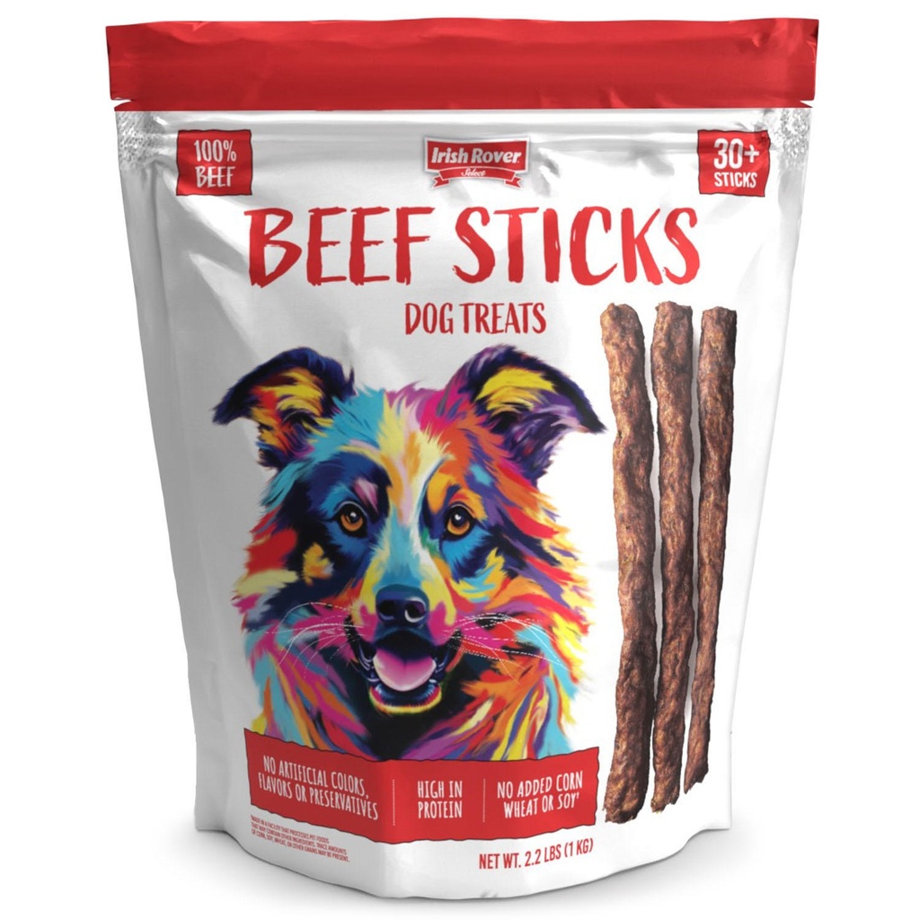 Irish Rover Beef Sticks Dog Treats Snack Para Perros 2.2lbs 1kg