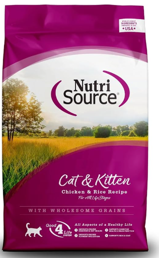 NUTRISOURCE CAT & KITTEN CHICKEN & RICE RECIPE WITH WHOLESOME GRAINS 4LB  