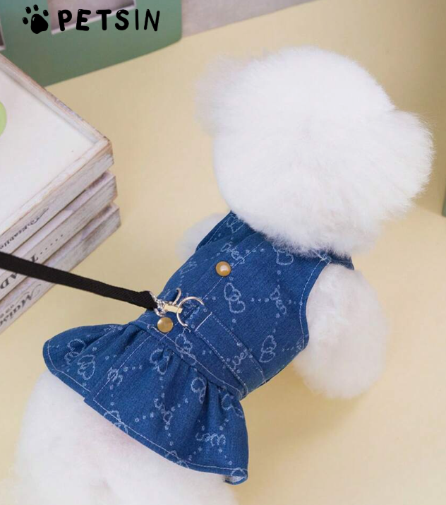 VESTIDO RETRACTIL Y TRANSPIRABLE CON ESTAMPADO DE CORAZON Y HUELLITAS PARA MASCOTAS TALLAS VARIAS