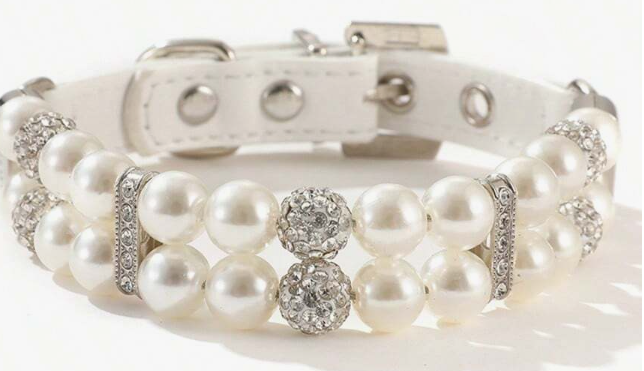 COLLAR PARA MASCOTAS CON PERLAS ARTIFICIAL TALLA L