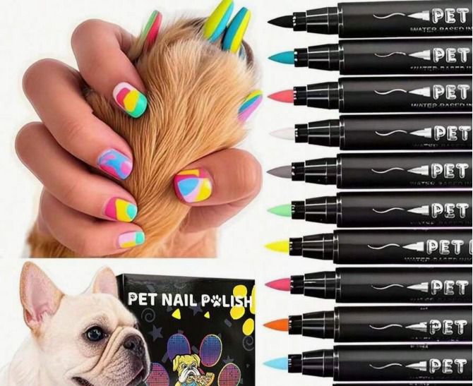 ESMALTE DE UÑAS PARA MASCOTAS DE APLICACIÓN FACIL Y SEGURA 12 COLORES