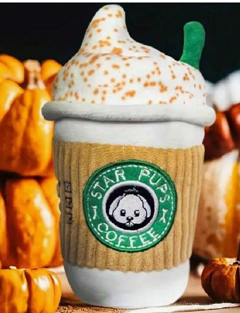 JUGUETE DE PELUCHE PARA MASCOTAS CON DISEÑO DE VASO DE CAFÉ LATTE