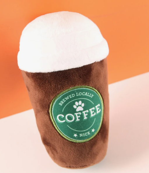 JUGUETE DE FELPA PARA MASCOTAS EN FORMA DE VASO DE COFFEE