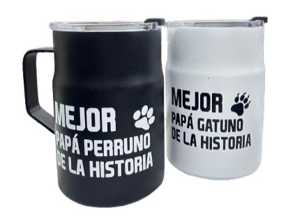 VASO TERMICO CON ASA 400ML CON LETRAS     