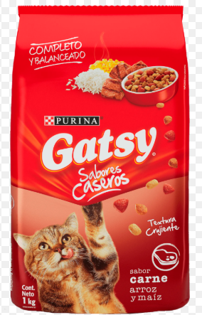 GATSY ALIMENTO PARA GATOS ADULTOS SABOR A CARNE ARROZ Y MAÍZ 1KG                                                             