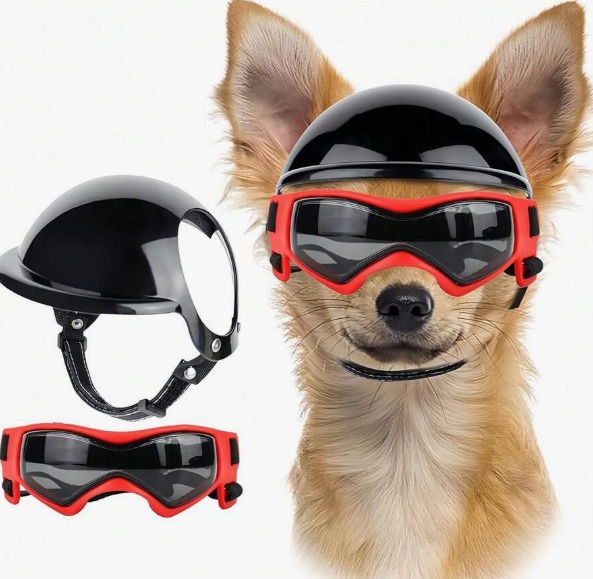 CONJUNTO DE CASCO Y LENTES DE SOL CON PROTECCION UV COLOR ROJO CON NEGRO TALLA S