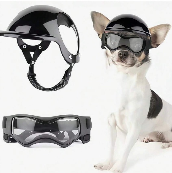 CONJUNTO DE CASCO Y LENTES DE SOL CON PROTECCION UV COLOR NEGRO TALLA M