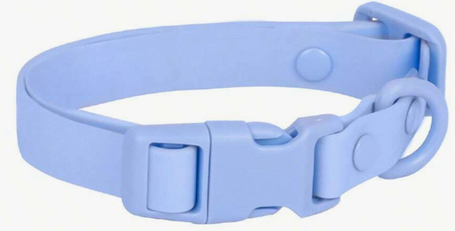 COLLAR DE PERRO DE GOMA SUAVE RESISTENTE AL AGUA COLOR AZUL CLARO TALLA S