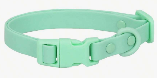 COLLAR DE PERRO DE GOMA SUAVE RESISTENTE AL AGUA COLOR VERDE CLARO TALLA M