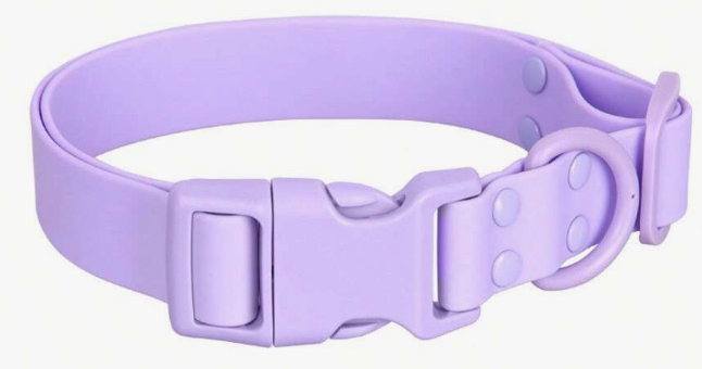 COLLAR DE PERRO DE GOMA SUAVE RESISTENTE AL AGUA COLOR MORADO TALLA M