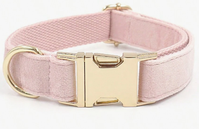 COLLAR PARA MACOTAS DE TERCIOPELO COLOR ROSA TALLAS VARIAS